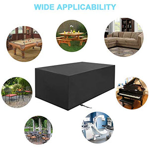 KLFSJD, copritavolo da giardino in poliestere Oxford, copertura rettangolare per mobili da giardino, impermeabile, antivento, anti-UV, copertura per mobili da patio (215 x 135 x 75 cm)