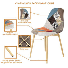 Set di 4 sedie da pranzo in tessuto patchwork, gambe in metallo, per casa, ufficio, cucina, camera da letto, sala da pranzo (rosso - gambe in metallo)