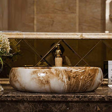 lilili Lavabo da Appoggio Lavabo in Ceramica, Lavabo sopra Lavabo da Appoggio Simil Marmo Arte Bacino Europeo 63x42x13cm (Color : There Are Accessories)