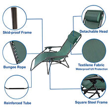 Todeco Sdraio per Giardino, Sedia Pieghevole A gravità Zero, 165 x 112 x 65 cm, Verde, con Cuscino, Textilene, Carico Massimo: 100 kg, Materiale: Acciaio