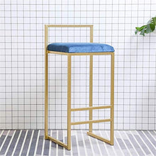 WRJY 65cm (25 '') Sgabello da Bar Bancone da Cucina per la Colazione Sedia da Bar Gamba in Metallo Color Oro Sgabello Alto Sedia da Cucina Seduta in Velluto Sedia da Pranzo con schienal