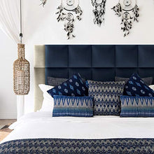 Isolbau Pannello da parete decorativo 3D, cuscino da parete in tessuto, decorazione da parete moderna e imbottita, per camera da letto, letto (60 x 30 cm, rettangolare, blu scuro)