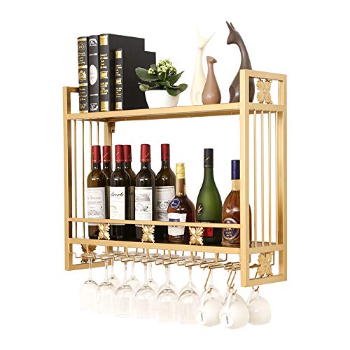 2-Tiers Wine Rack, Calici supporto di vetro, 60/80 centimetri a muro industriale montato Wine Rack metallo appeso, Scaffale scaffali galleggiante, della cucina della casa Decor Display Rack,60cm