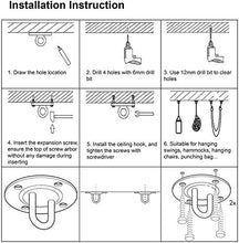 WELLXUNK®Acciaio Inossidabile Gancio per Soffitto,Ancoraggio da Parete e Soffitto,Girevole a 180°Gancio per Soffitto Suspension,capacità di Carico Fino a 400KG,per Altalena, Amaca,Yoga,Sacco da Boxe