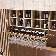 lanying Scaffale di Vetro per Vino,Portabicchieri da Vino Portabottiglie a Sospensione, portabicchieri a Sospensione a soffitto-d'oro_80 * 30 cm