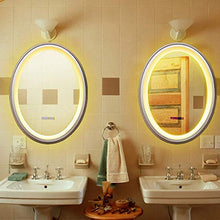 AJH Specchio da Bagno Specchio da Parete Moderno Illuminato a LED con dimmer e luci Funzione antiappannamento a Parete Display della Temperatura del Tempo Specchio di cortesi