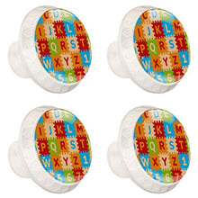 Confezione da 4 manopole per mobili da cucina, manopole per cassetti Bubble baby alfabeto numero puzzle Tira le maniglie delle porte