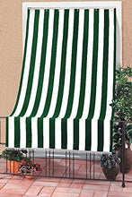 Tenda da Sole con Kit Ganci e Anelli in Tessuto Resistente da Esterno o Balcone Lavabile Colore Verde e Bianco 150x250 cm
