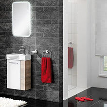 Fackelmann – Set di mobili da Bagno a di Vero Ospiti WC 3 Pezzi 45 cm graueiche Bianco con lavabo sotto Armadio & Ceramica Bacino & LED Specchio Element