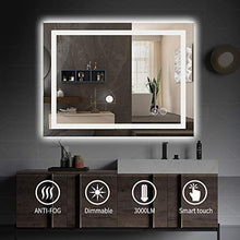 Yinleader Specchio da parete per bagno a LED con illuminazione, 60 x 80 cm, con interruttore touch, luce a 3 colori, luminosità regolabile in bianco caldo, bianco freddo
