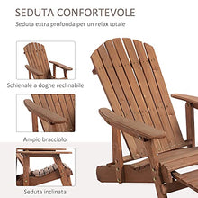 Outsunny Sedia a Sdraio Adirondack da Giardino Pieghevole Regolabile con Poggiapiedi 70 x 175 x 98cm