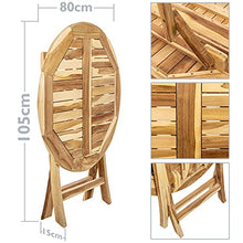PrimeMatik - Tavolo da Giardino Rotondo Pieghevole 80 cm in Legno di Teak Certificato