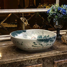 WEHOLY Lavabo in Resina Lavabo Rotondo da Incasso Ovale in Pietra Naturale Lavabo Rotondo retrò Creativo Jingdezhen Ceramica Hotel Lavabo antispruzzo