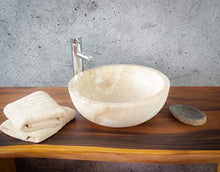 Rococo - Lavabo in onice tipo ciotola rotonda (immagini realistiche). Dimensioni: 40 x 40 x 15 cm