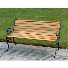 Household Products Panca in Legno massello da Parco, Seduta in Metallo per Esterni, Panca da Balcone con bracciolo Schienale, Panca da Cortile con Struttura in ghisa, per Giardino/Veranda/Balcone
