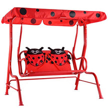 DREAMADE Altalena Dondolo da Giardino per Bambini con 2 Posti e Tetto Regolabile 117 x 78 x 116 cm (Rosso)