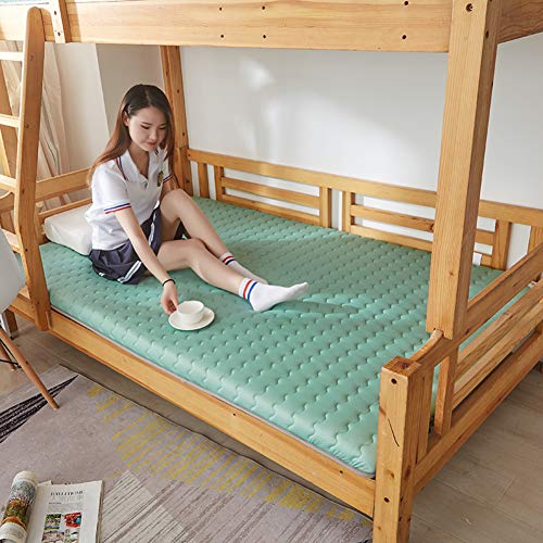 Nileco Premium Materasso Trapuntato, Addensare Tatami Coprimaterasso Pieghevole Coprimaterasso Anti-Slip Rotolo da Letto Giapponese Home Dormitorio Studentesco-Verde 150x190cm(59x74inch)