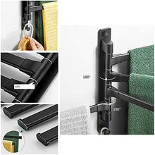 porta salviette rotante Portasciugamani senza fori portaasciugamano autoadesivo Pieghevole in alluminio da parete per bagno cucina-nero_2 Bracci
