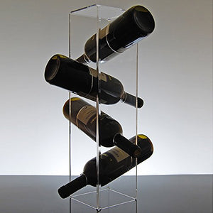 Slato Portabottiglie Porta Bottiglie da Vino da banco in plexiglass Trasparente Jade per 4 Bottiglie