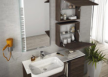 Mobile da bagno Misura: L.120 P.36 cm Finitura: Rovere Tabacco Top: Semincasso in Politek con vasca integrata, cassetti, specchio con luci a led come da foto - 100% made in Italy