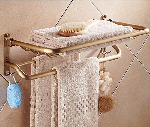 MBYW Portasciugamani Moderno Alto carico Portasciugamani Elegante da Bagno Mensola portaoggetti Porta Asciugamani, portaoggetti per Bagno, Montaggio a Parete, Pieghevole, ripiano, 60 * 27 cm