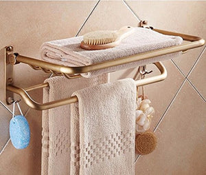 MBYW Portasciugamani Moderno Alto carico Portasciugamani Elegante da Bagno Mensola portaoggetti Porta Asciugamani, portaoggetti per Bagno, Montaggio a Parete, Pieghevole, ripiano, 60 * 27 cm