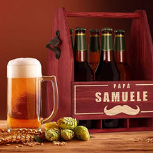 Murrano Portabottiglie personalizzato per la Birra in legno - 6 bottiglie standard - idea regalo compleanno - Perfetto per ogni uomo amante della buona Birra - Baffi