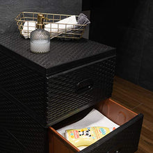 ADGO Armadio con 4 cassetti, in rattan, per camera da letto, armadio, in plastica, 38 x 45 x 90 cm, colore: nero