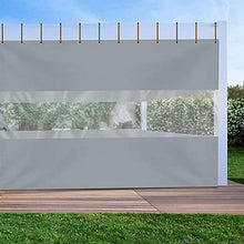 Tenda in vinile per esterni con pannello di telone trasparente, 510 g, resistente alle intemperie, per patio, esterni, con occhielli antiruggine, per pergola, portico, gazebo (8,36 x 9,02 W, grigio)