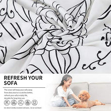 Ryoizen Copridivano con Penisola Elasticizzato Fodere Copridivano Angolare a Forma di L Chaise Longue Sia a Sinistra Sia in Destra all-Inclusive Universale(Graffiti/Bianco，3 Posti+ 4 Posti)