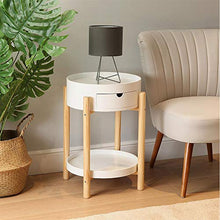 Tavolino Comodino con cassetto 2 Ripiani Moderno Legno Bianco per Camera da Letto casa Soggiorno