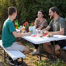 Relaxdays Tavolo da Giardino Pieghevole, trasportabile Come Una Valigia, Resistente agli Agenti atmosferici, Campeggio, Bianco, Hxlxp: 73 x 240 x 70 cm