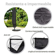 TANiCE Copertura Ombrellone 280cm - Fodera Protettiva Impermeabile Antivento Antipioggia Oxford 210D con Rivestimento Idrorepellente Copertura Parasole da Giardino - Nero