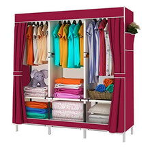Locker Tessuto Tela Armadio Guardaroba Stoccaggio Vestiti Appesi Scaffalature Metalliche Noleggio Home Dell'Assemblea Bold Portatile Red Room 128X45X170CM MUMUJIN