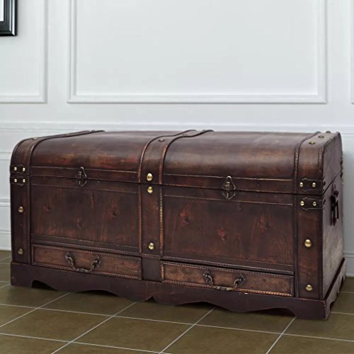 XINGLIEU Baule portaoggetti Marrone, Baule portaoggetti in Legno, Tavolo supplementare, 90 x 51 x 42 cm