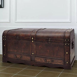 XINGLIEU Baule portaoggetti Marrone, Baule portaoggetti in Legno, Tavolo supplementare, 90 x 51 x 42 cm
