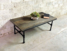 Furniture Pipeline Corvallis Industrial Rectangle Pipe Coffee Cocktail-Table Metal with Reclaimed Aged Wood Finish - CT1-BL/BL/BL