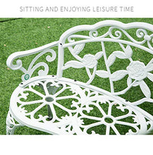 Panchina da Giardino per Esterno, Sedia con Seduta in Metallo e Veranda Panca con Schienale, Panca da Giardino Piazza Portico Percorso Cortile Prato Decor Sedia per 2-3 Persone