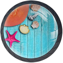 Starfish On Teal In Legno Pomelli per Porta Set di 4 Pomelli per Mobili Manopole per Cassetti Cucina Armadio Vetro