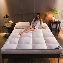 Futon - Materassino pieghevole in tinta unita Tatami, per letto singolo, matrimoniale, tiene al caldo in inverno, morbido tappetino per dormitorio, per studenti, singolo, matrimoniale, bianco, doppio