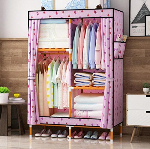 LyMei Organizzatore di archiviazione Portatile Armadio in Legno massello a Prova di umidità Piccolo Armadio in Tessuto Oxford Armadio Guardaroba Organizzatore, 100 * 158 ** 45 cm,B