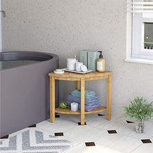 QWET Sgabello da Bagno in bambù, Salva Spazio per Organizzare Sgabello per Bambini in Legno, Adatto per Bagno, Passaggio D'Ingresso, Balcone, con Tappetino,15.7 * 15.7 * 16.9inch