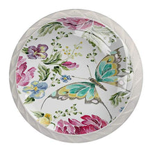 Farfalla peonia ricamo 4 PCS Pomelli per Porta, Pomolo per Mobile, Pomelli per Mobili con Viti, Maniglia per Armadietto, Pomelli per Porta, Pomelli per Cassetti per Porta, Armadio, Cassetto e Credenza