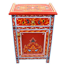 Comò generale rosso in legno massiccio dipinto a mano H 68 cm 1 cassetto 1 anta | credenza marocchina anticata | Vera Artigianato Marocco | 100126