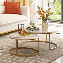Tavolini sovrapponibili,Tavoli e tavolini, Console e tavoli da divano, Tavoli con piedistallo Tavolino rotondo da scrivania, elegante tavolo da tè in 2 pezzi, tavolino impilabile con piano in marmo,