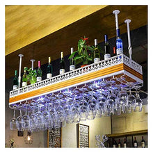 Chunjiao Barra a Testa in Giù con Lampada ad Alto Vetro con Lampada, impianti di Vino in Legno massello, barretta da Bar in Vetro per Bar, Appeso in Legno di Vino in Legno Portabottiglie da Vino/por