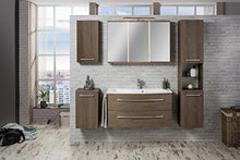 Fackelmann Armadietto da bagno Rondo, con cerniere ammortizzate, dimensioni (L x A x P): ca. 35,5 x 59 x 32 cm, armadio di alta qualità per bagno/porta a sinistra/corpo e frontale: rovere cognac
