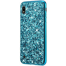 Saceebe Compatibile con Galaxy A10 Custodia Silicone TPU Paillettes Glitter Strass Silicone TPU Case PC Coperture [placcatura bordo] Bumper Case Ultra Sottile Antigraffio,blu&