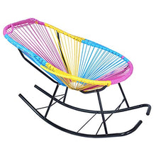 HaoLi Sedia a Dondolo Moon da Esterno per Interni, Sedia da Giardino in polyrattan con Cuscino e Maniglia, sedie a Sdraio per Sdraio per Uso Piscina nel Patio