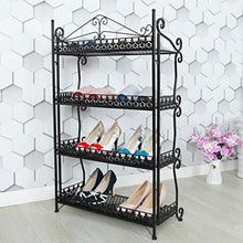 XWZH Cabinet Scarpe da Polvere 4 Tiers 12 Pairs Full Metal Black S Shape Shoe Rack Shoe Organizer Shelf Hold Stand 60 * 30 * 90cm (Color : Black)